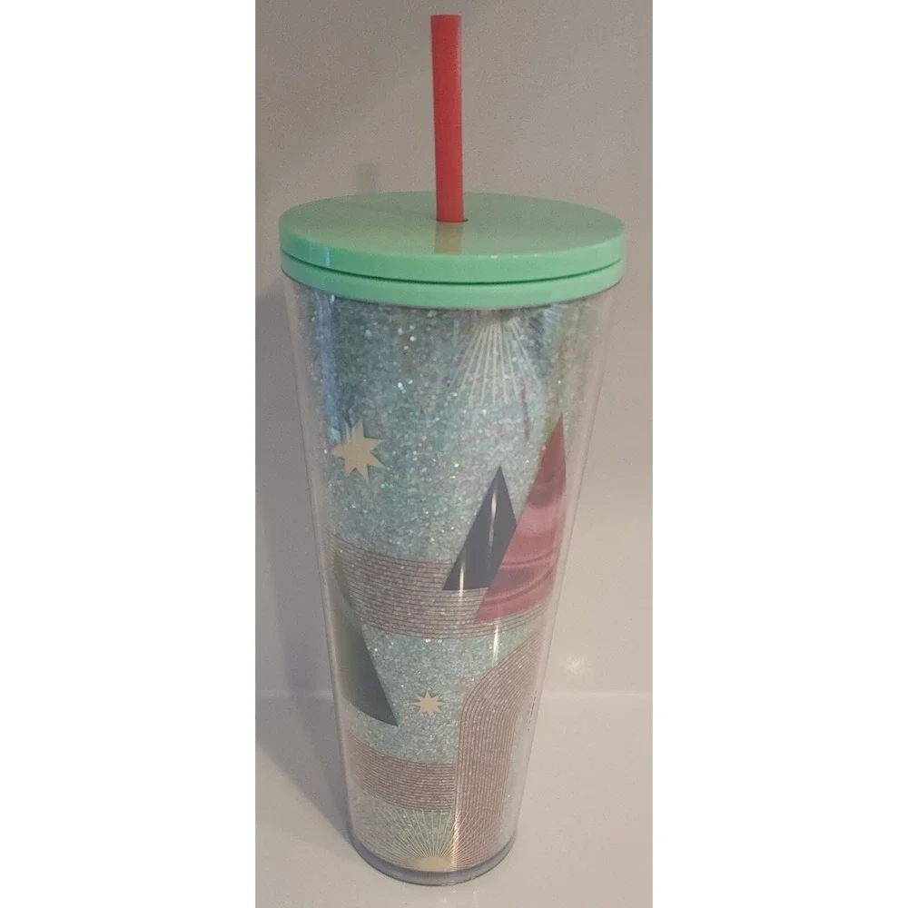 Starbucks Christmas Holiday Glitter Tumbler 24 Oz 2020 With Straw New